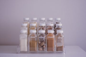 spice jars with white labels